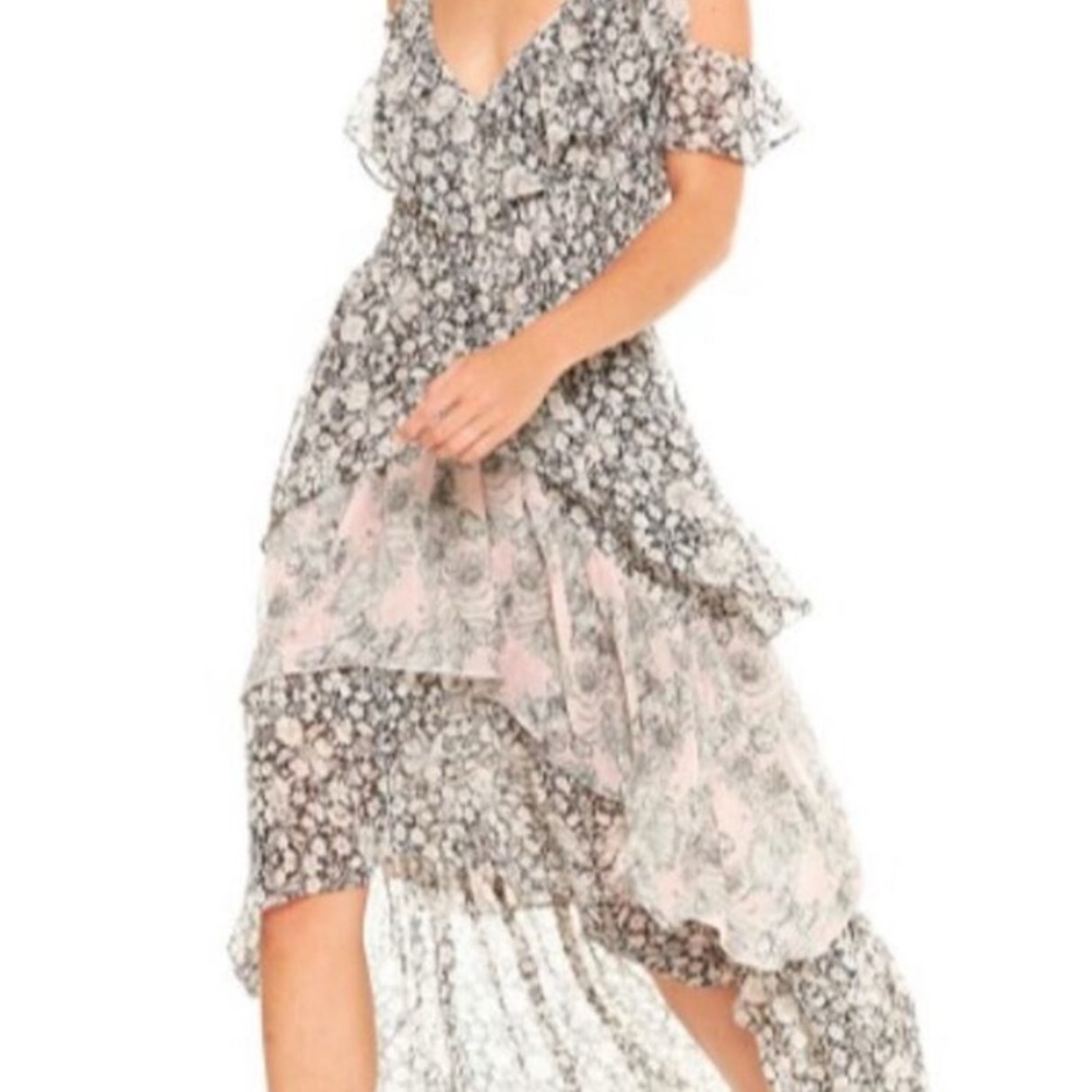 MISA Floral Ruffle Maxi Dress